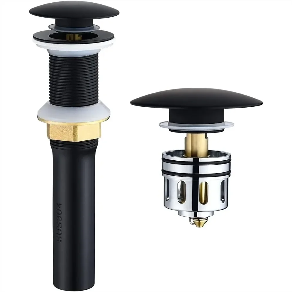 Pop Up Sink Drain without Overflow for Vessel Sink, Anti-Clogging Hair Catcher Basket, Matte Black, Solid Brass and Stainless
Pop Up Sink Drain without Overflow for Vessel Sink, Anti-Clogging Hair Catcher Basket, Matte Black, Solid Brass and Stainless