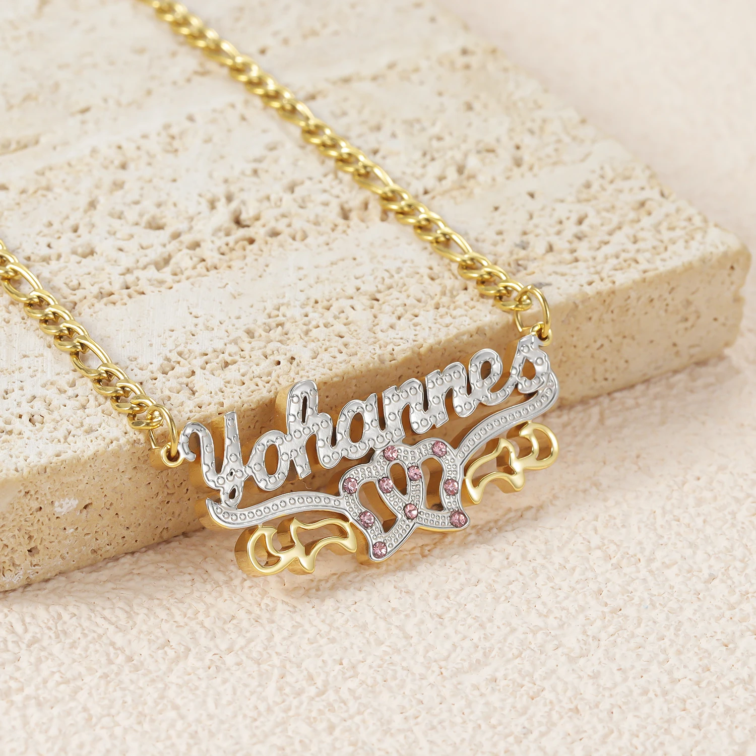 Zciti Personalized Custom Name Necklace 18k Gold Plated Diamond Pendant Fashion Double Layer Two-Tone Jewelry Suitable For Women
Zciti Personalized Custom Name Necklace 18k Gold Plated Diamond Pendant Fashion Double Layer Two-Tone Jewelry Suitable For Women