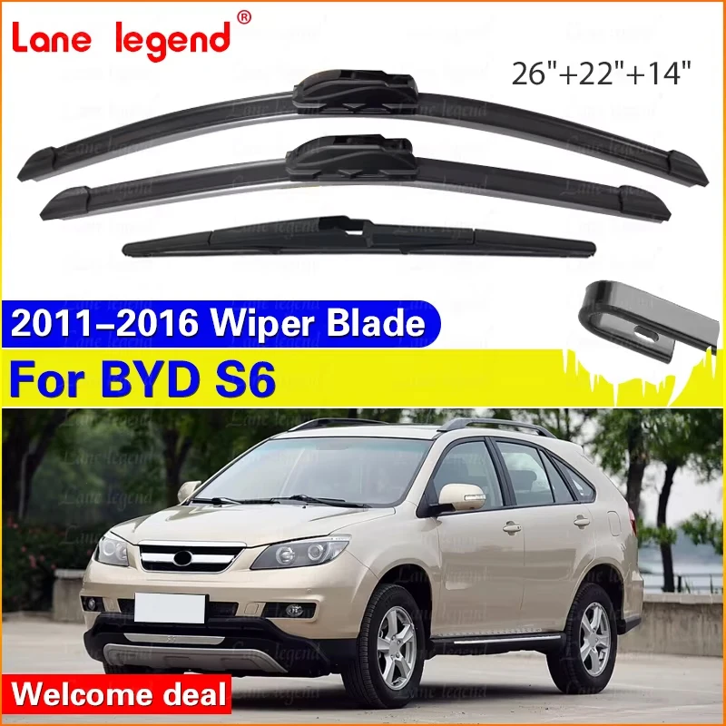 Window Accessories 26"+22"+14" For BYD S6 2011-2016 3pcs Front Rear Windshield Wiper Blades 2012 2013 2014 2015 Windscreen
Window Accessories 26"+22"+14" For BYD S6 2011-2016 3pcs Front Rear Windshield Wiper Blades 2012 2013 2014 2015 Windscreen