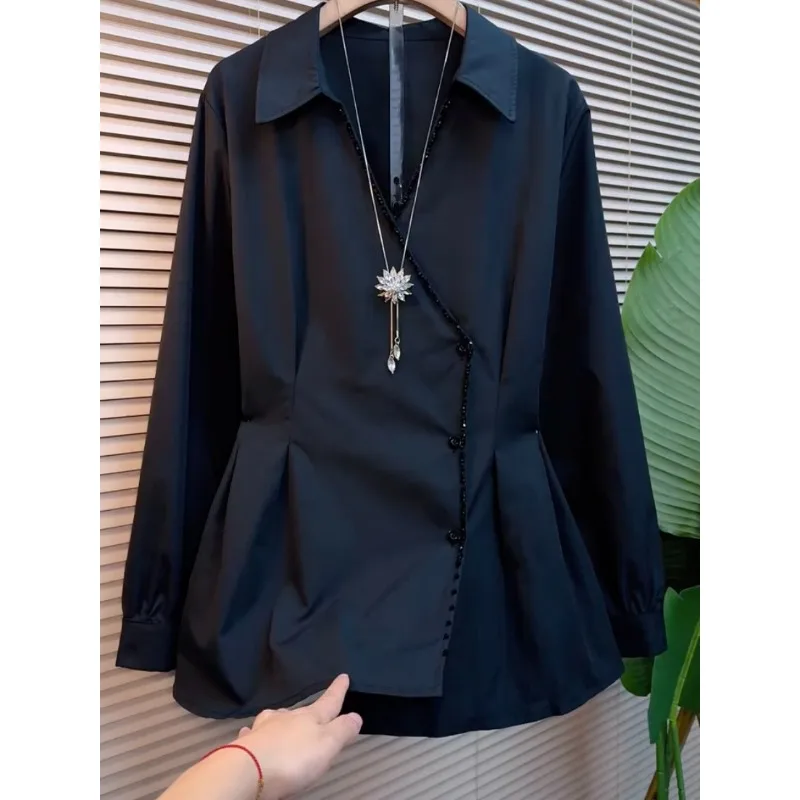 Женская черная рубашка SuperAen оверсайз, новинка весны 2026, модная, элегантная, с V-образным вырезом, повседневная, свободного кроя, с декором из страз
Женская черная рубашка SuperAen оверсайз, новинка весны 2026, модная, элегантная, с V-образным вырезом, повседневная, свободного кроя, с декором из страз