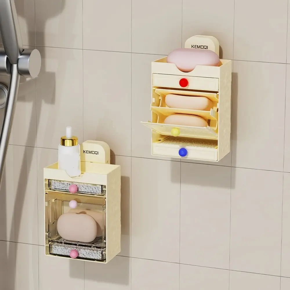 Plastic Suction Cup Soap Dish Flip Reusable Multi-layer Soap Holder with Drainage Box Waterproof Drain Soap Box Bathroom
Plastic Suction Cup Soap Dish Flip Reusable Multi-layer Soap Holder with Drainage Box Waterproof Drain Soap Box Bathroom