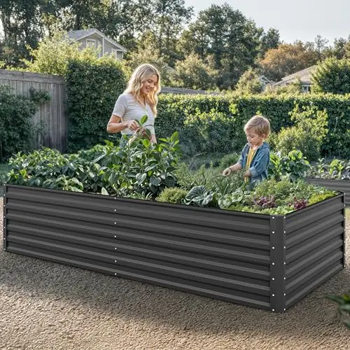 2-Pack 8x4x2 Ft Galvanized Steel Elevated Planter Box Kit With Safety Gloves, Ground Stakes, And Rounded Edges For Outdoor
2-Pack 8x4x2 Ft Galvanized Steel Elevated Planter Box Kit With Safety Gloves, Ground Stakes, And Rounded Edges For Outdoor