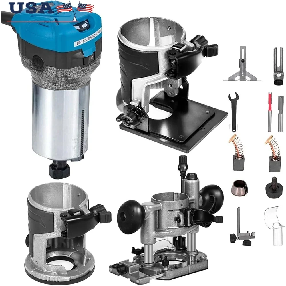 1.25HP Compact Router Kit Variable Speed 10000-30000RPM with Fixed Base Plunge Base Tilt Base Soft Start Precision Control
1.25HP Compact Router Kit Variable Speed 10000-30000RPM with Fixed Base Plunge Base Tilt Base Soft Start Precision Control