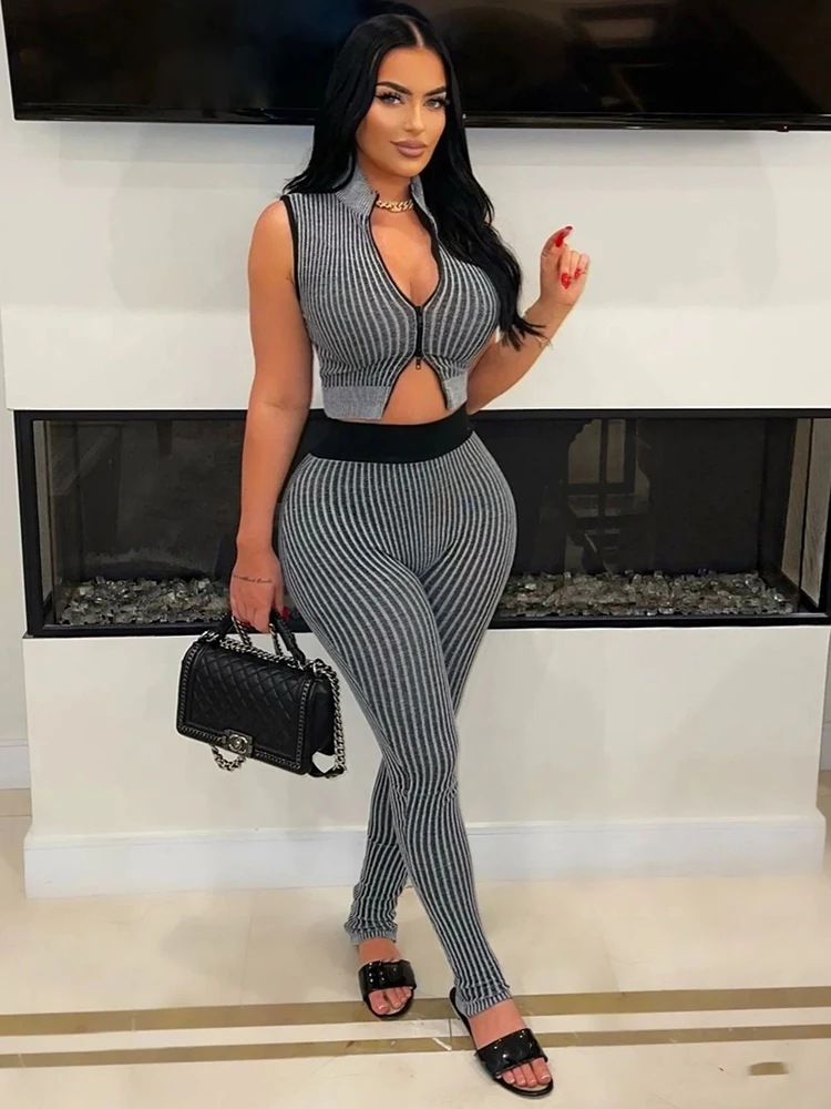 Weird Puss Fitness Zip Women Tracksuit 2 Piece Set Stripe Casual Tank Tops+Leggings Matching Streetwear Casual Activity Outfits
Weird Puss Fitness Zip Women Tracksuit 2 Piece Set Stripe Casual Tank Tops+Leggings Matching Streetwear Casual Activity Outfits