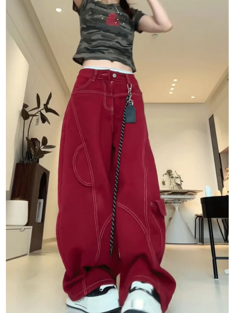 Street Vintage Jeans New Y2K Harajuku Wash Red Streetwear Baggy Jeans Denim Pants Womens High Waist Wide Trousers 2025
Street Vintage Jeans New Y2K Harajuku Wash Red Streetwear Baggy Jeans Denim Pants Womens High Waist Wide Trousers 2025