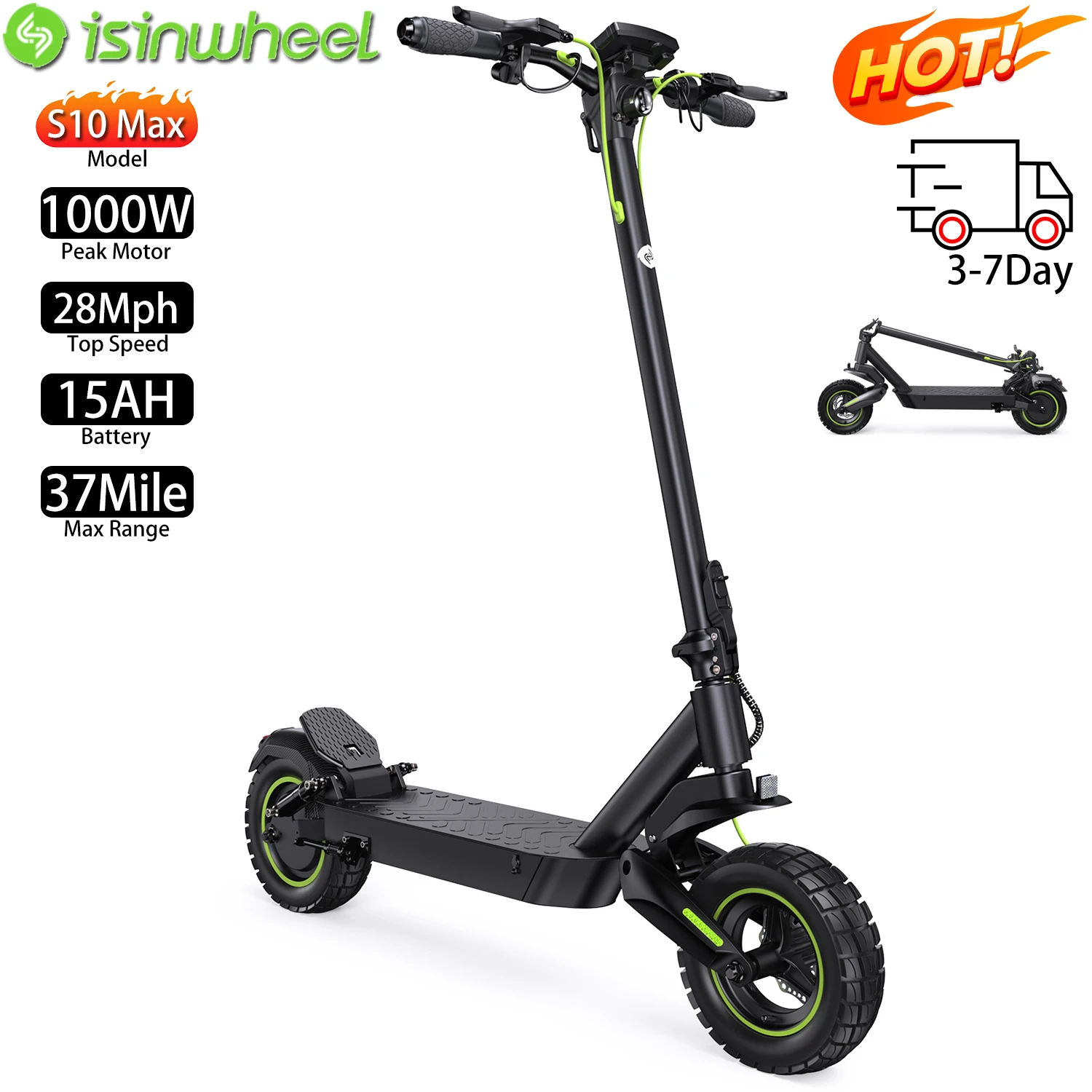 Складной электрический самокат Isinwheel 10 дюймов с двигателем мощностью 1000 Вт, максимальная скорость 28 миль в час, 48 В, 15 Ач, диапазон 37 миль, городской электронный самокат 
Складной электрический самокат Isinwheel 10 дюймов с двигателем мощностью 1000 Вт, максимальная скорость 28 миль в час, 48 В, 15 Ач, диапазон 37 миль, городской электронный самокат