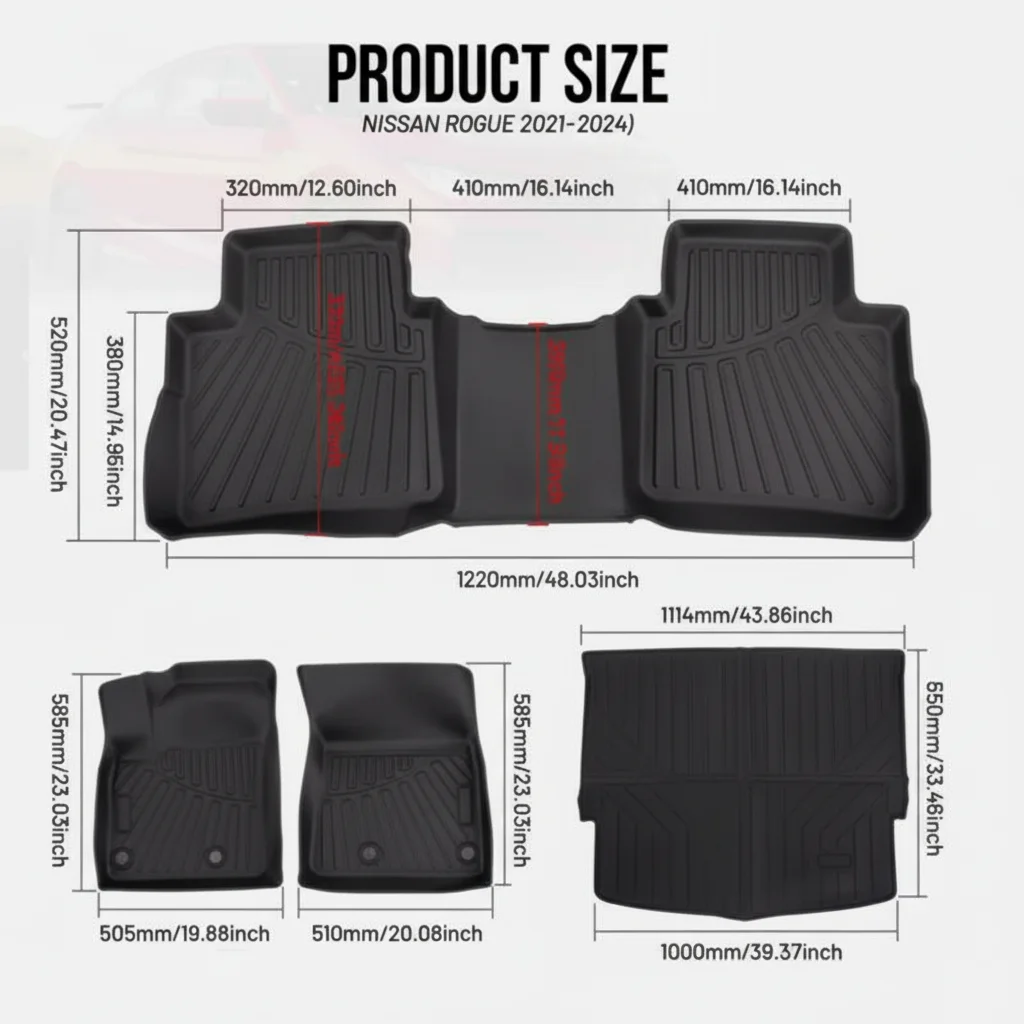Floor Mats Trunk Cargo Liner for Nissan Rogue 2021-2024 TPE All Weather Liners
Floor Mats Trunk Cargo Liner for Nissan Rogue 2021-2024 TPE All Weather Liners