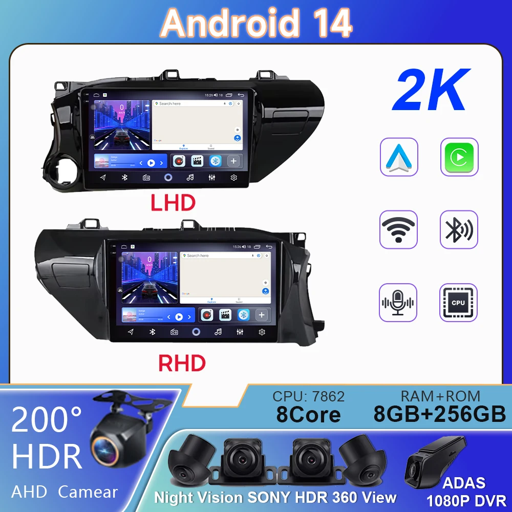 Car Android For Toyota Hilux Pick Up AN120 2015 - 2020 LHD RHD 5G WIFI GPS Navigation Stereo Auto Radio Multimedia No 2din DVD
Car Android For Toyota Hilux Pick Up AN120 2015 - 2020 LHD RHD 5G WIFI GPS Navigation Stereo Auto Radio Multimedia No 2din DVD