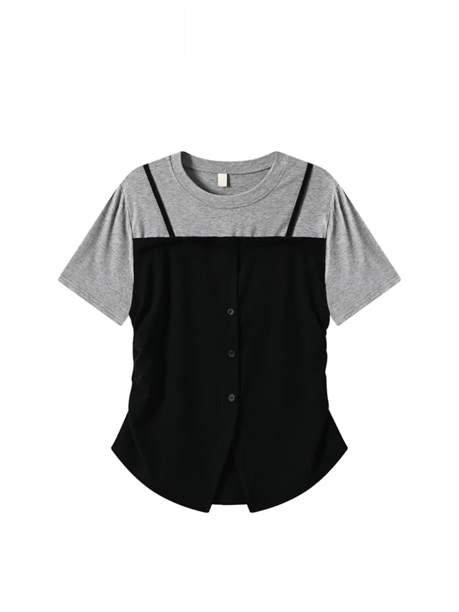 Fashionable Short Sleeve T-Shirt Women Summer plus Size Belly Cover Slimming Design Sense Top Polyester Fiber Commute Style
Fashionable Short Sleeve T-Shirt Women Summer plus Size Belly Cover Slimming Design Sense Top Polyester Fiber Commute Style