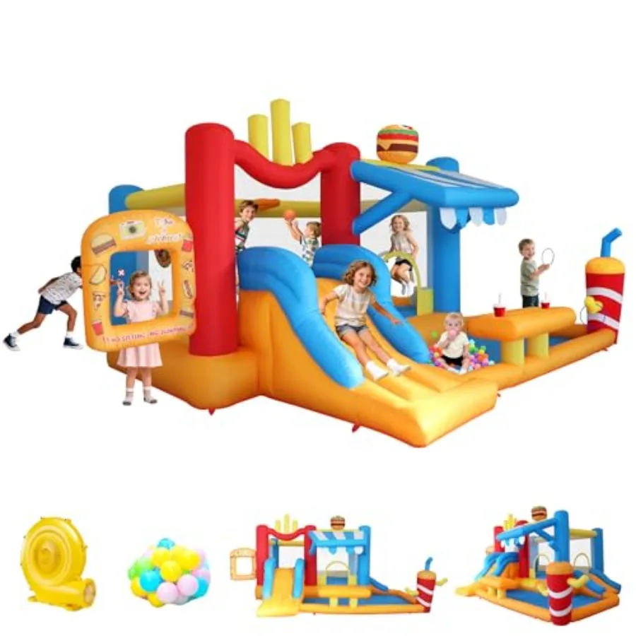Inflatable Bounce House with Dual Slides 10-in-1 Bouncy Castle with Blower Jump House with Ball Pit Basketball Photo Frame and
Inflatable Bounce House with Dual Slides 10-in-1 Bouncy Castle with Blower Jump House with Ball Pit Basketball Photo Frame and