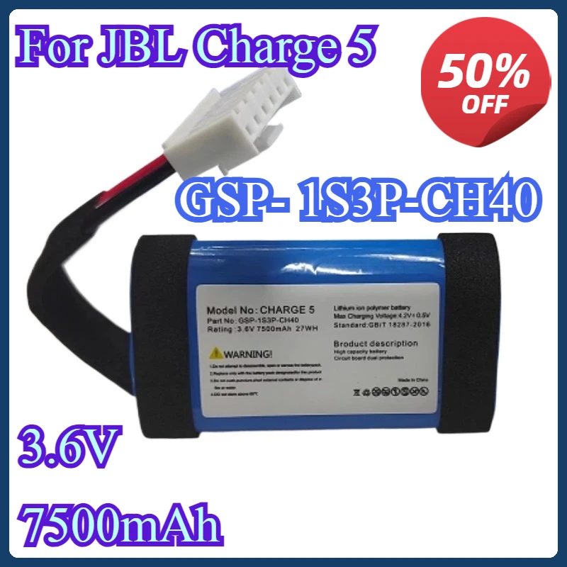 GSP-1S3P-CH40 For JBL Charge 5 Charge5 7500mAh Wireless Bluetooth Speaker Battery Replacement Batteries
GSP-1S3P-CH40 For JBL Charge 5 Charge5 7500mAh Wireless Bluetooth Speaker Battery Replacement Batteries