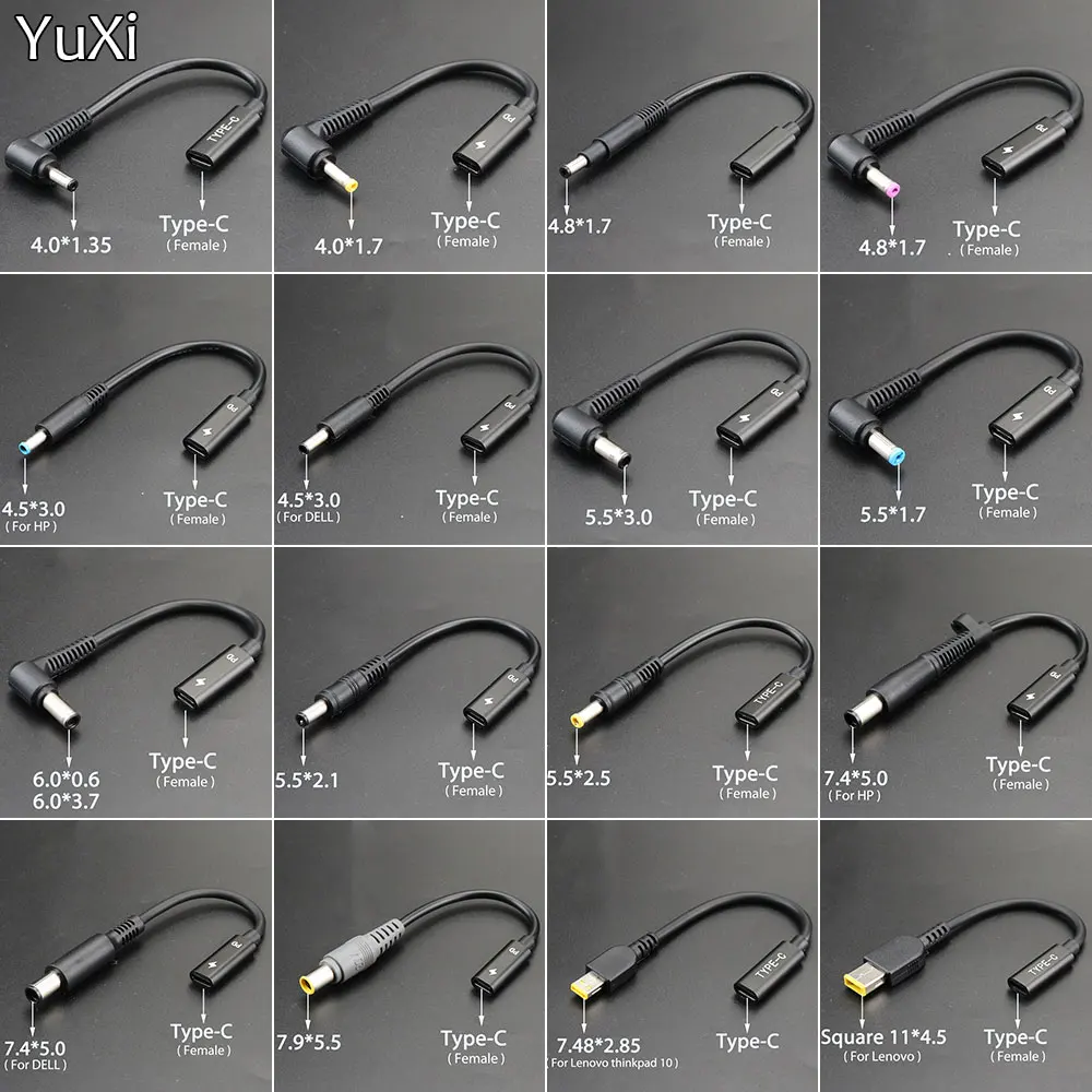 USB C 3.1 Female To Male 4.0*1.35 5.5*2.5 5.5*2.1 4.5*0.6 For Lenovo HP DELL Connector Cable DC Power Charger Supply Adapter
USB C 3.1 Female To Male 4.0*1.35 5.5*2.5 5.5*2.1 4.5*0.6 For Lenovo HP DELL Connector Cable DC Power Charger Supply Adapter