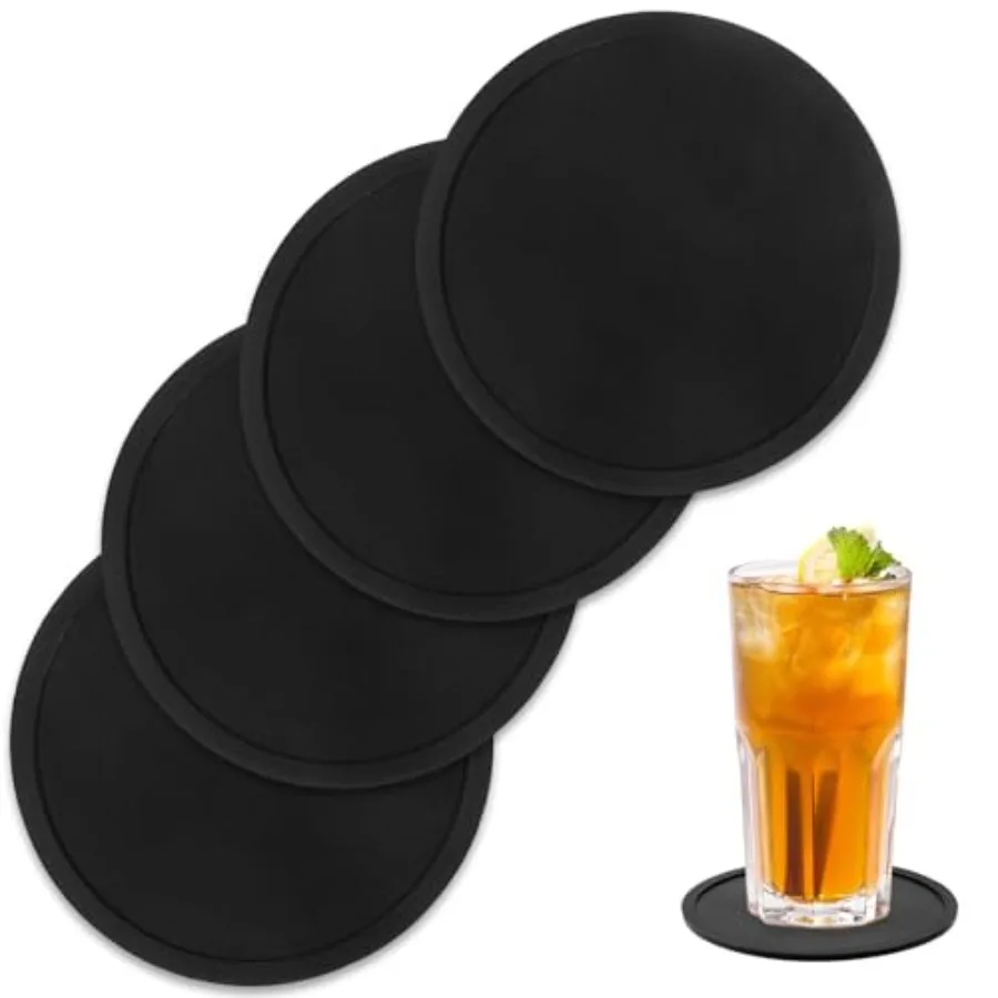 New StyleBlack Coasters Set of 4, Silicone Coaster for Drinks Black Anti-Slip Desk Rubber Coaster Round Thickened Silicones Coasters Sim
New StyleBlack Coasters Set of 4, Silicone Coaster for Drinks Black Anti-Slip Desk Rubber Coaster Round Thickened Silicones Coasters Sim