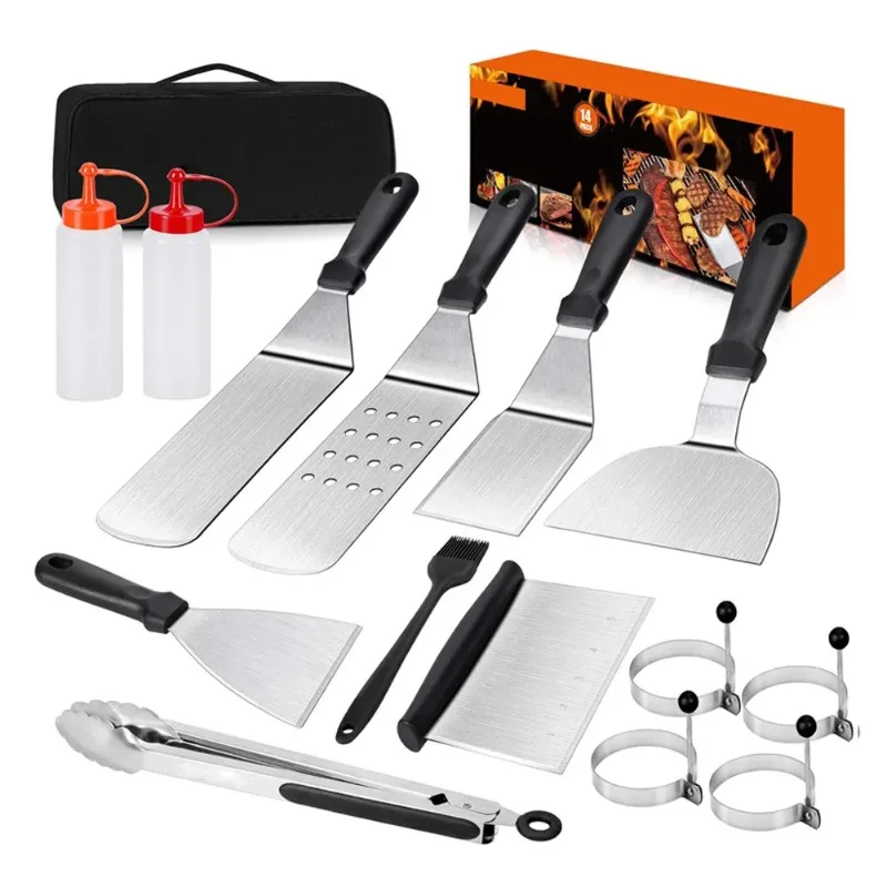 Griddle Accessories Kit, Flat Top Grill Accessories Set Grill Spatula Set with Enlarged Spatulas,Scraper for Outdoor Barbecue
Griddle Accessories Kit, Flat Top Grill Accessories Set Grill Spatula Set with Enlarged Spatulas,Scraper for Outdoor Barbecue
