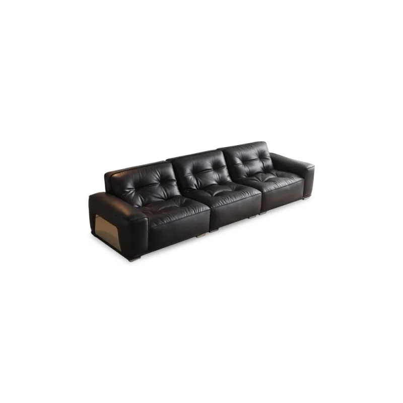 Black first-layer cowhide sofa living room simple straight row small apartment
Black first-layer cowhide sofa living room simple straight row small apartment