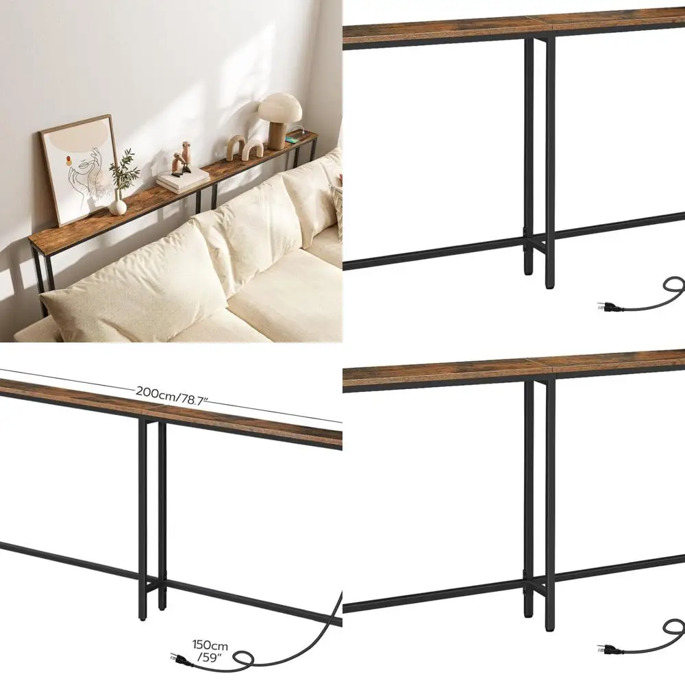78.7 Slim Charging Console Table, 5.9 Power Outlet Sofa Table, USB Ports, Rustic Brown Entryway Furniture for Living Spaces
78.7 Slim Charging Console Table, 5.9 Power Outlet Sofa Table, USB Ports, Rustic Brown Entryway Furniture for Living Spaces