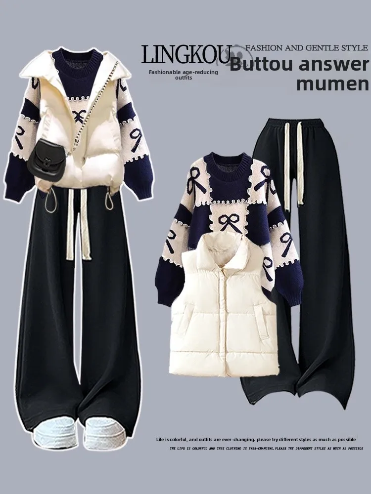 Комплект для женщин больших размеров: осенне-зимний повседневный костюм с цветными блоками, высококачественный хлопковый свитер, свободные брюки с широкими штанинами, футболка.
Комплект для женщин больших размеров: осенне-зимний повседневный костюм с цветными блоками, высококачественный хлопковый свитер, свободные брюки с широкими штанинами, футболка.