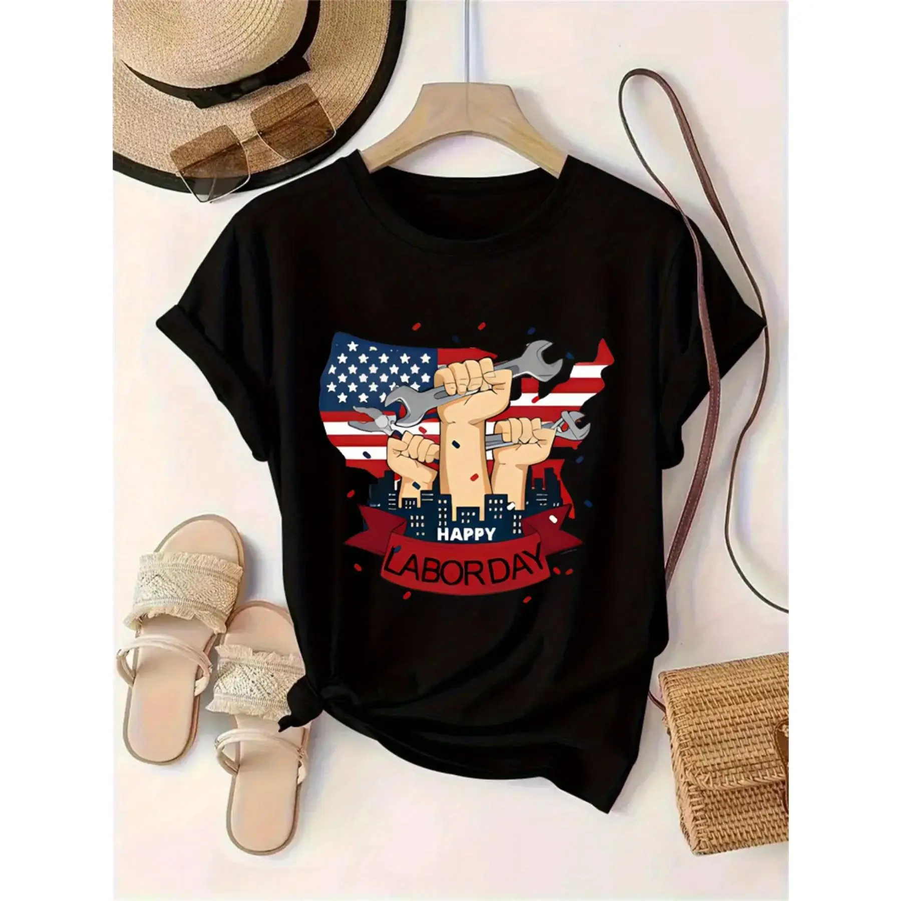 Men Women Happy Labor Day T-Shirt USA Map Flag Worker Tools Print Pullover Patriotic Unity Casual Short Sleeve Top
Men Women Happy Labor Day T-Shirt USA Map Flag Worker Tools Print Pullover Patriotic Unity Casual Short Sleeve Top