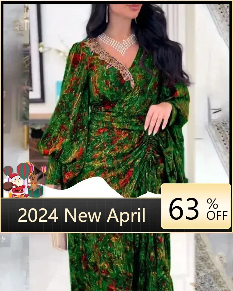 Vintage Casual Print Long Lantern Sleeve V Neck Ruched Vacation Dress Summer Autumn Corset Bohemian Dress for Women 2024
Vintage Casual Print Long Lantern Sleeve V Neck Ruched Vacation Dress Summer Autumn Corset Bohemian Dress for Women 2024