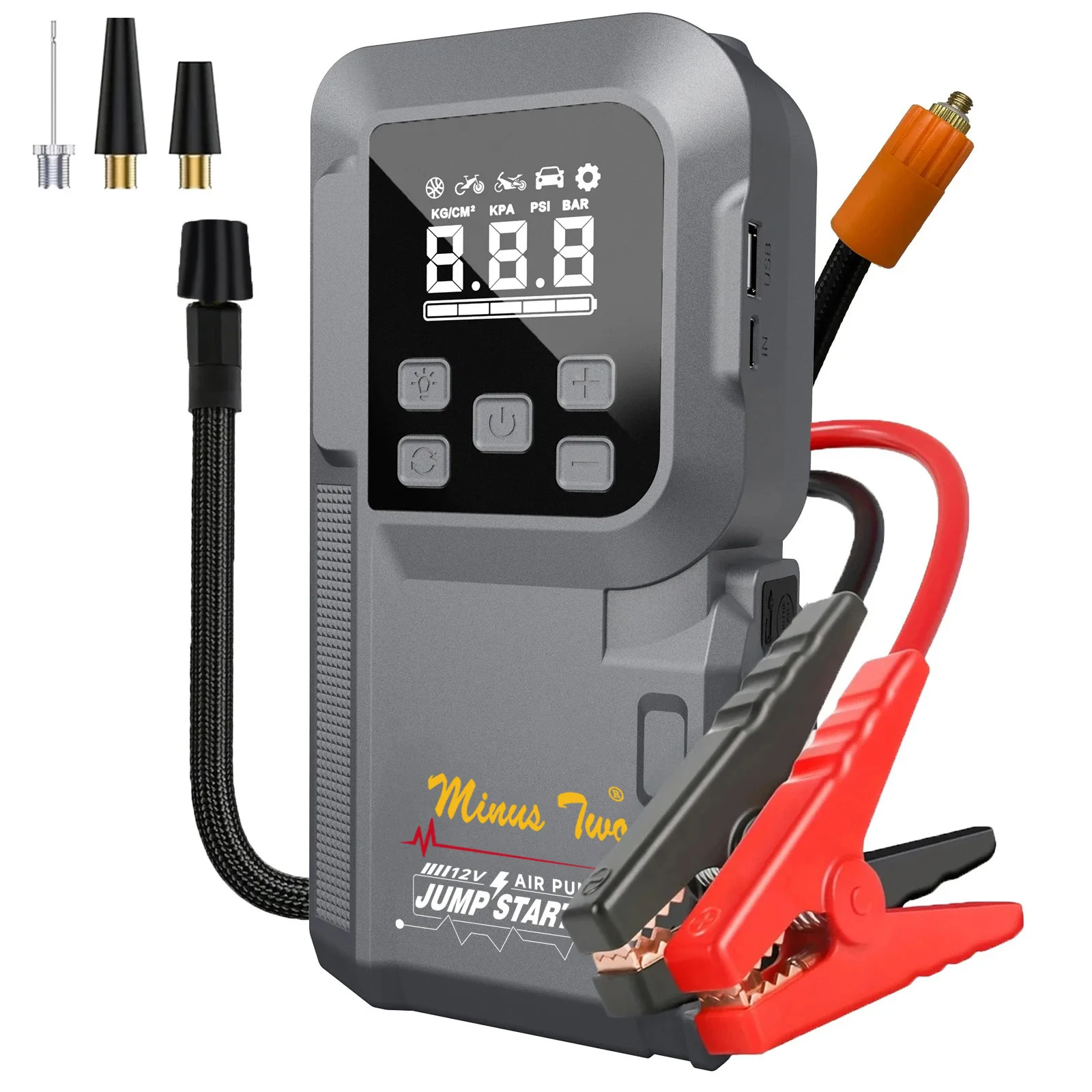1200A Peak 4-in-1 Jump Starter: Car Battery Booster with LED Work Light, USB Quick Charge Port & Emergency Power Bank.
1200A Peak 4-in-1 Jump Starter: Car Battery Booster with LED Work Light, USB Quick Charge Port & Emergency Power Bank.