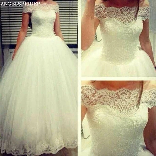 ANGELSBRIDEP Boat Neck Wedding Dress Lace Appliques Off-Shoulder Ball Gown Princess Plus Size Vestido De Noiva New Corset Back
ANGELSBRIDEP Boat Neck Wedding Dress Lace Appliques Off-Shoulder Ball Gown Princess Plus Size Vestido De Noiva New Corset Back