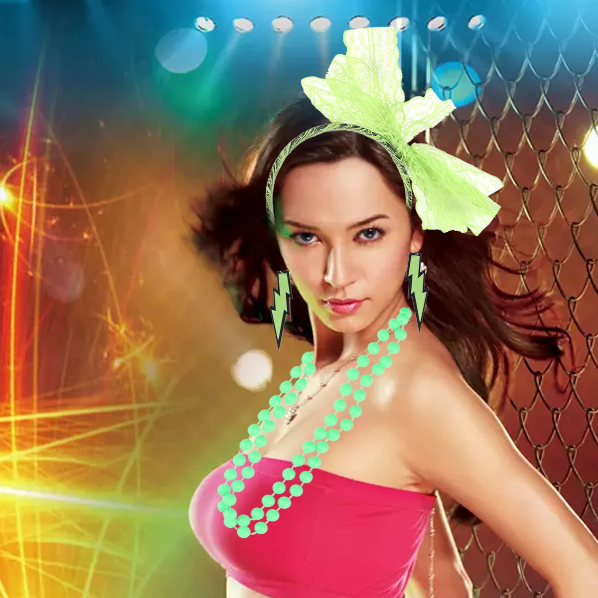 5-Piece 80s Costume Accessories Set Colorful Bracelets Necklace Earrings Lace Headband Fishnet Gloves Party Dress Accessories
5-Piece 80s Costume Accessories Set Colorful Bracelets Necklace Earrings Lace Headband Fishnet Gloves Party Dress Accessories