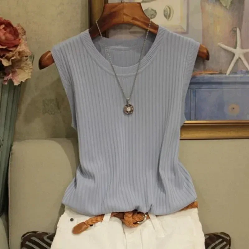 Трикотаж, модный белый вязаный свитер без рукавов, женские пуловеры, вязаный свитер с круглым вырезом, пуловер, женские топы Sueter Feminino C853
Трикотаж, модный белый вязаный свитер без рукавов, женские пуловеры, вязаный свитер с круглым вырезом, пуловер, женские топы Sueter Feminino C853