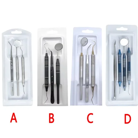 3/4PCS Dental Oral Cleaning Kit Scraper Mirror Scaler Set Plaque Remover Stainless Steel High Temperature Dentist Oral Care Tool
