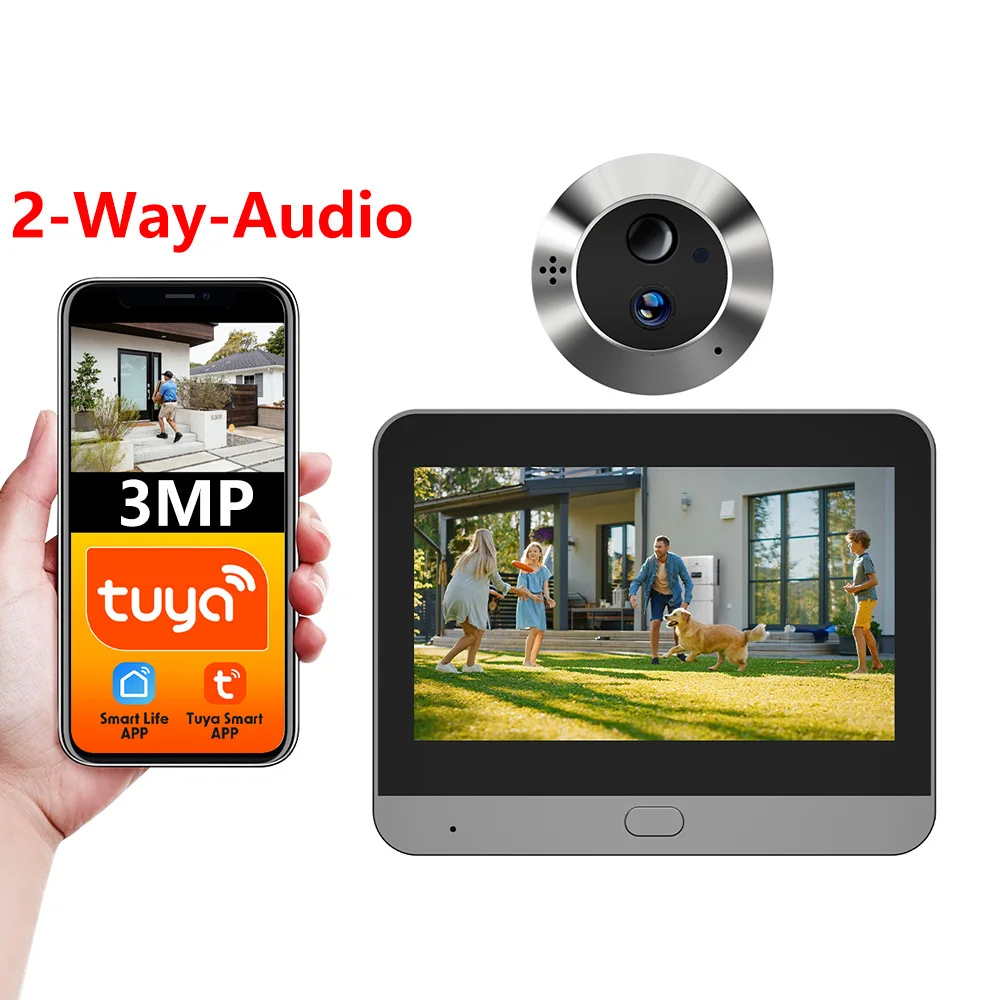 Smart Life Tuya 3MP Wide View 2.4G WiFi Door Eye Peephole Digital Viewer Battery 940nm Night Vision PIR FHD Camera Two Way Audio
Smart Life Tuya 3MP Wide View 2.4G WiFi Door Eye Peephole Digital Viewer Battery 940nm Night Vision PIR FHD Camera Two Way Audio