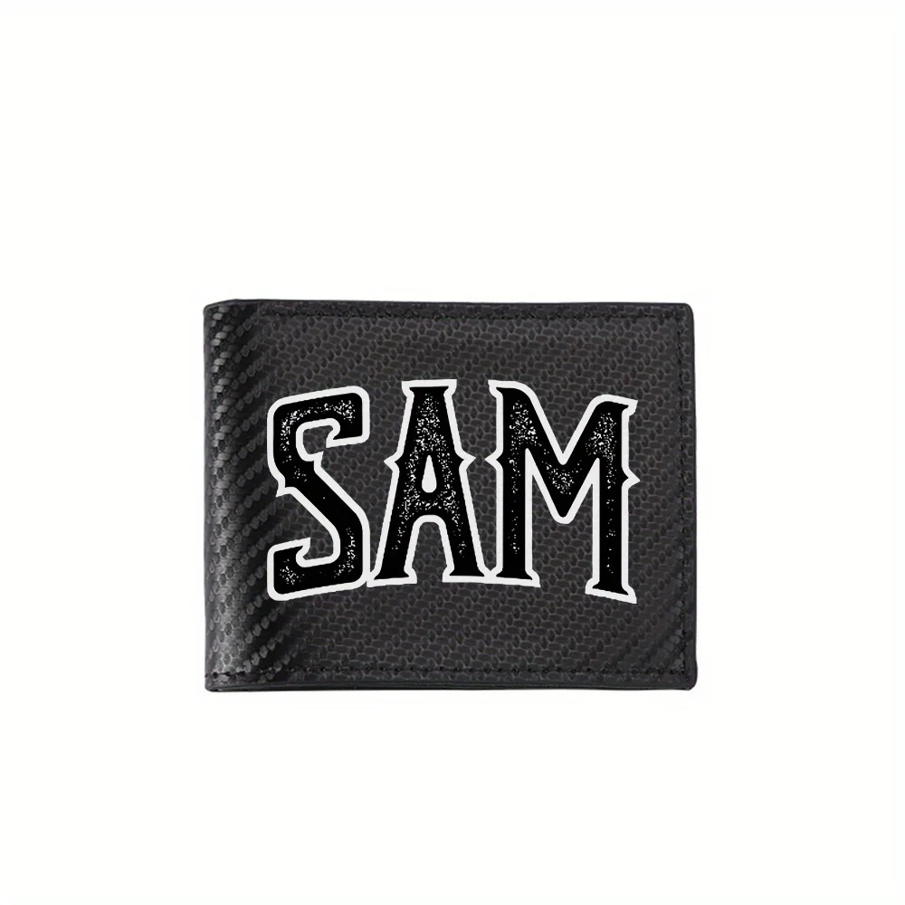 Белый текст SAM, винтажный дизайн, черный фон, мужские кошельки, простой деловой современный стильный дизайн с принтом, подарки для отца и мальчика
Белый текст SAM, винтажный дизайн, черный фон, мужские кошельки, простой деловой современный стильный дизайн с принтом, подарки для отца и мальчика