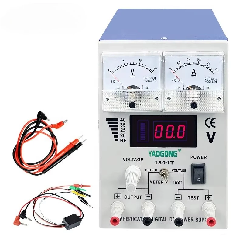 YAOGONG 1501T 15V 1A Analog Adjustable Regulated Voltage Test Machine Phone Repair Tool Set Laboratory DC Switching Power Supply
YAOGONG 1501T 15V 1A Analog Adjustable Regulated Voltage Test Machine Phone Repair Tool Set Laboratory DC Switching Power Supply