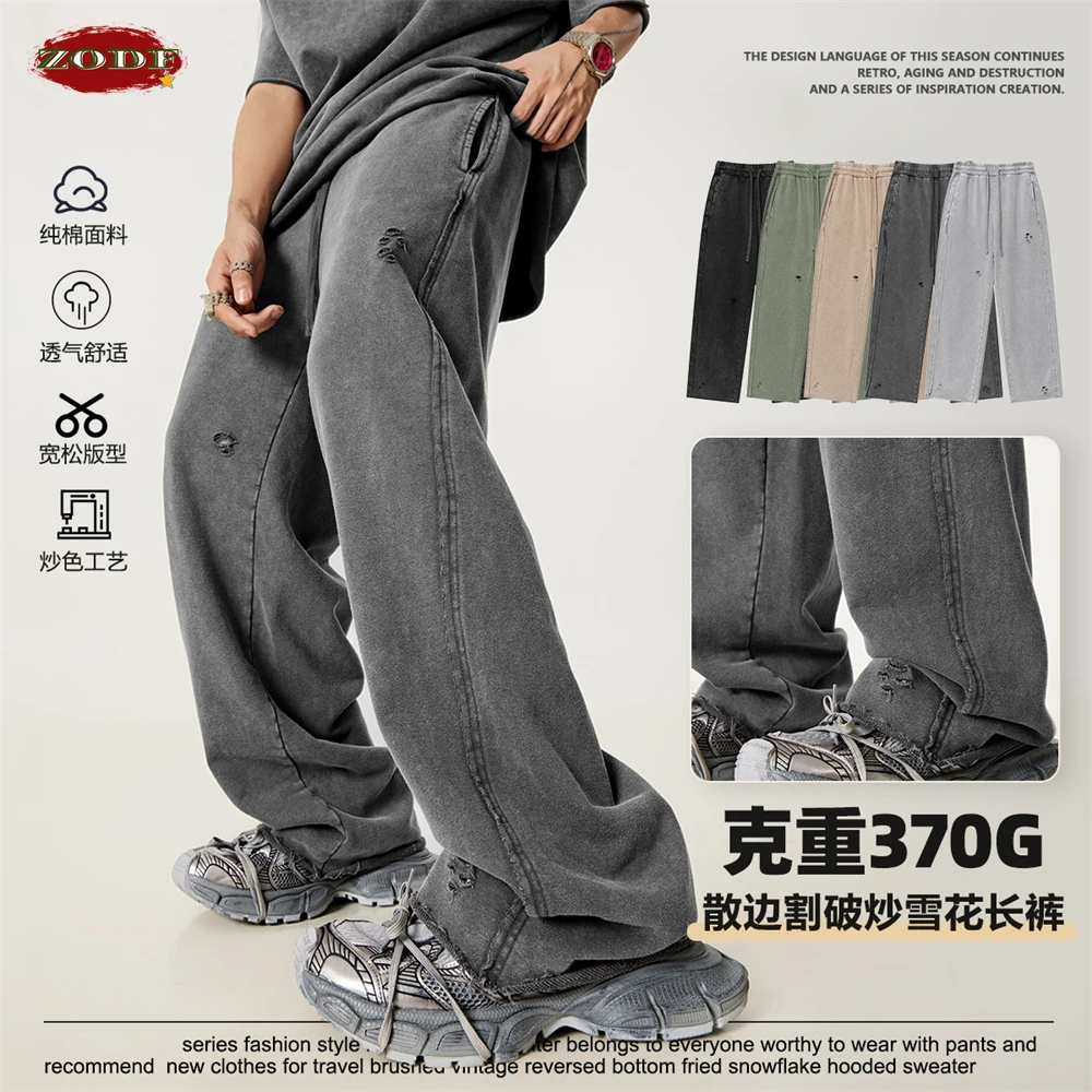 ZODF Vintage 2025 Spring Men Washed Cotton Pants Unisex High Street Cut Holes Oversized Straight Trousers Brand Clothes HY1022
ZODF Vintage 2025 Spring Men Washed Cotton Pants Unisex High Street Cut Holes Oversized Straight Trousers Brand Clothes HY1022