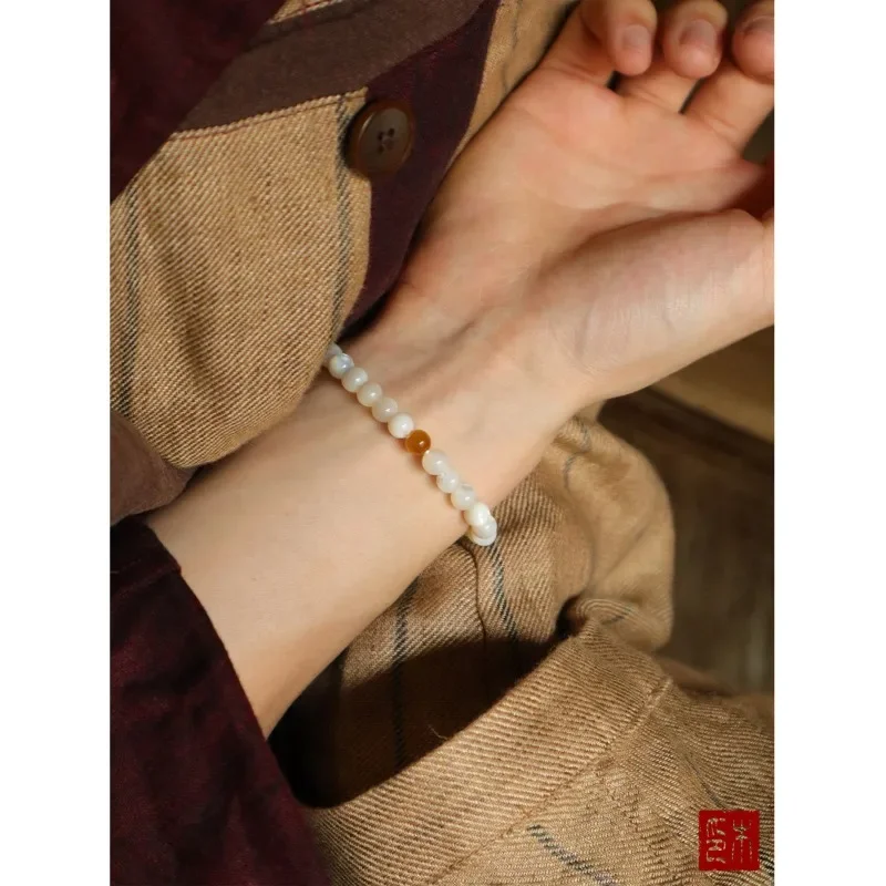"Jade Dot" Original Natural Mother of Pearl Round Bead Bracelet Golden Tiger Eye Transfer Bead Bracelet Girls Gift
"Jade Dot" Original Natural Mother of Pearl Round Bead Bracelet Golden Tiger Eye Transfer Bead Bracelet Girls Gift