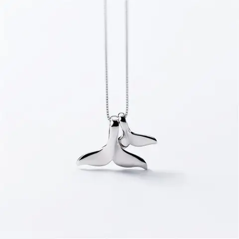 New Personality Fashion Jewelry Cute Fantasy Ocean 925 Sterling Silver Double Mermaid Fish Tail Pendant Necklaces