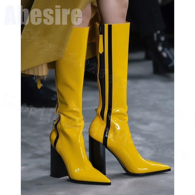Black Stripe Design Yellow Pointed Toe Runway Boots Slip On Women Shoes Chunky High Heels Party Banquet 2024 Zapatos Para Mujere
Black Stripe Design Yellow Pointed Toe Runway Boots Slip On Women Shoes Chunky High Heels Party Banquet 2024 Zapatos Para Mujere