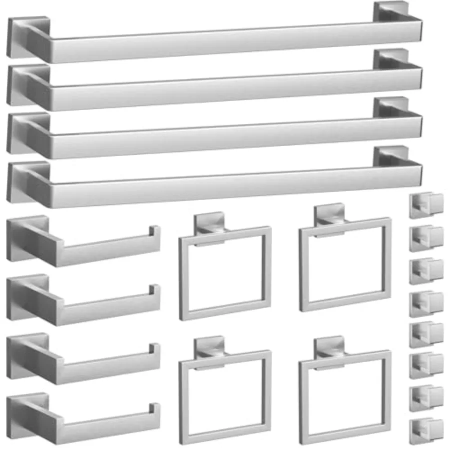 20-Pieces Brushed Nickel Bathroom Accessories Set 23.6 Inch Bath Towel Bar Set Stainless Steel Bathroom Hardware Set Towel Rack
20-Pieces Brushed Nickel Bathroom Accessories Set 23.6 Inch Bath Towel Bar Set Stainless Steel Bathroom Hardware Set Towel Rack