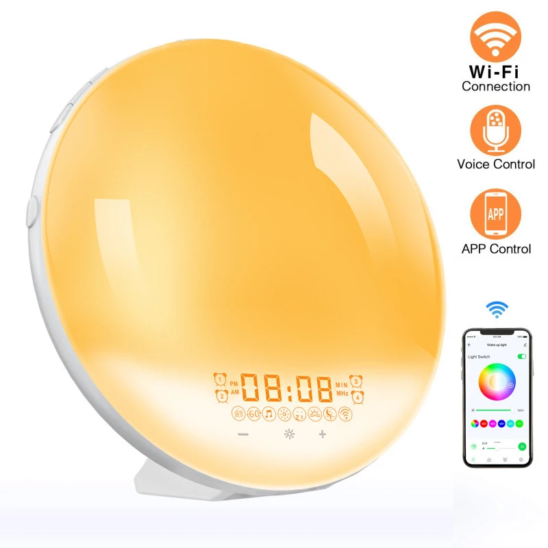 Simulated Sunrise Smart Wake-Up Light WiFiVoiceAPPControlLEDColorful Bedside Sunset Sleep Light Alarm Clock
Simulated Sunrise Smart Wake-Up Light WiFiVoiceAPPControlLEDColorful Bedside Sunset Sleep Light Alarm Clock
