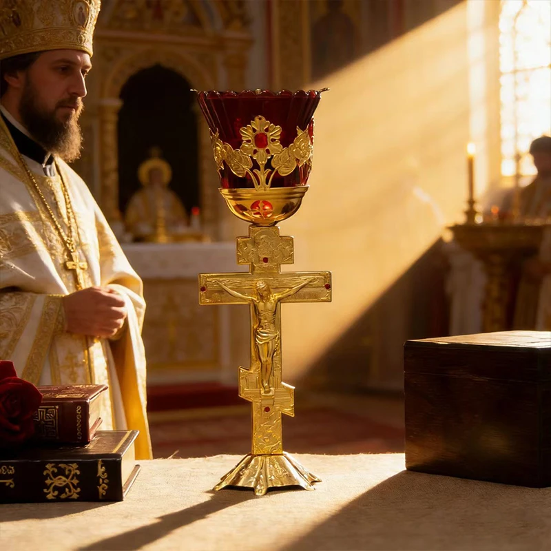 New 2026 Traditional Orthodox Crucifix Vigil Lamp Gold-Plated with Red Glass for Worship Rituals and Devotional Lighting Gift
New 2026 Traditional Orthodox Crucifix Vigil Lamp Gold-Plated with Red Glass for Worship Rituals and Devotional Lighting Gift