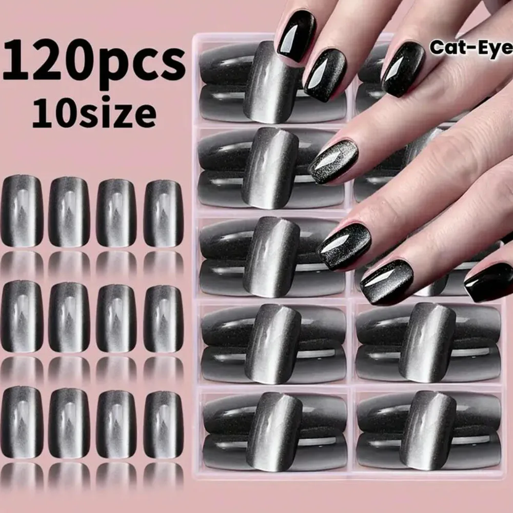 120pcs Ultra-bright Black Square Cat eye Fake Nails Press on Nails Medium-Short Wearable Fake Nails Finished Acrylic False Tips=
120pcs Ultra-bright Black Square Cat eye Fake Nails Press on Nails Medium-Short Wearable Fake Nails Finished Acrylic False Tips=