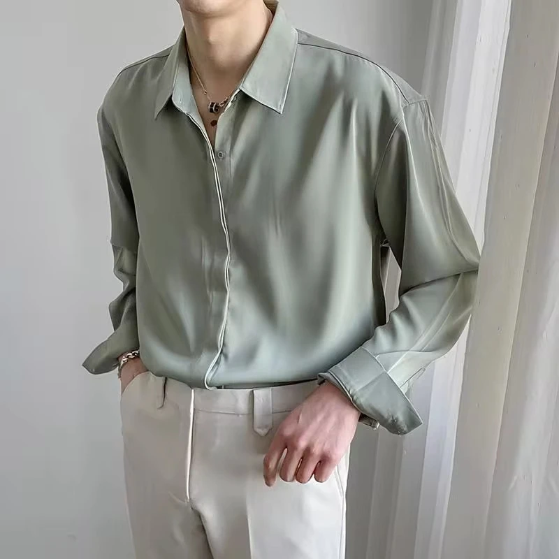 Summer New Fashion 2025 Men's Solid Color Casual Trendy Ice Silk Long Sleeve Turn-down Collar Single-breasted Shirts Male Tops
Summer New Fashion 2025 Men's Solid Color Casual Trendy Ice Silk Long Sleeve Turn-down Collar Single-breasted Shirts Male Tops