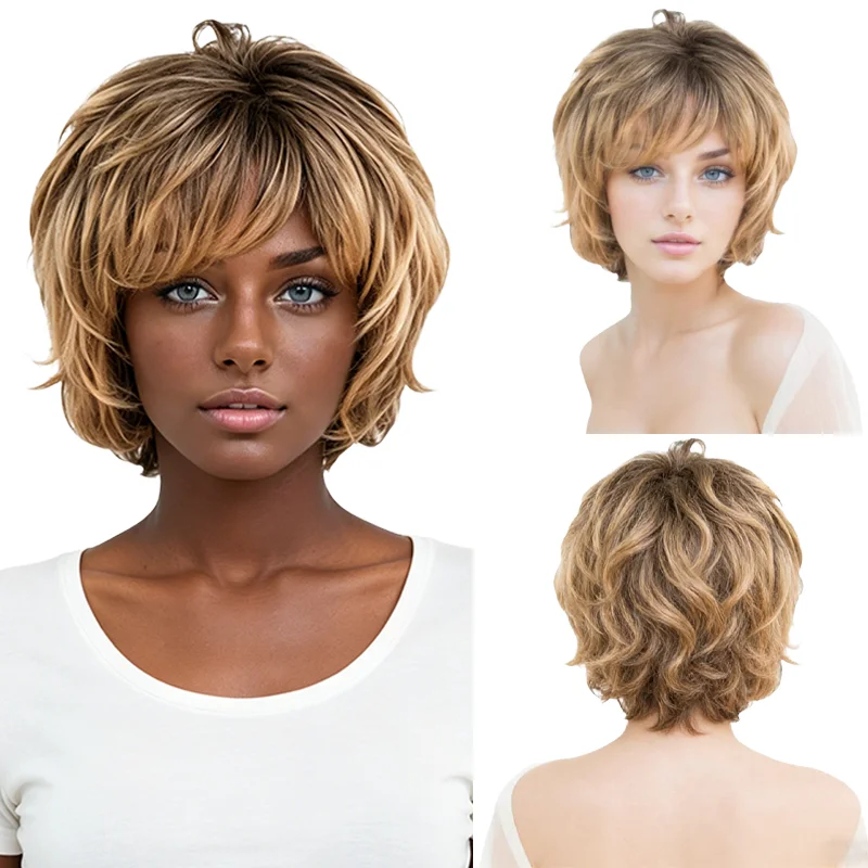 Golden Brown Ombre Short Curly Wig For Black Women Natural Fluffy Wavy Bob Full Wig Heat Resistant Easy Care Daily Party Use
Golden Brown Ombre Short Curly Wig For Black Women Natural Fluffy Wavy Bob Full Wig Heat Resistant Easy Care Daily Party Use