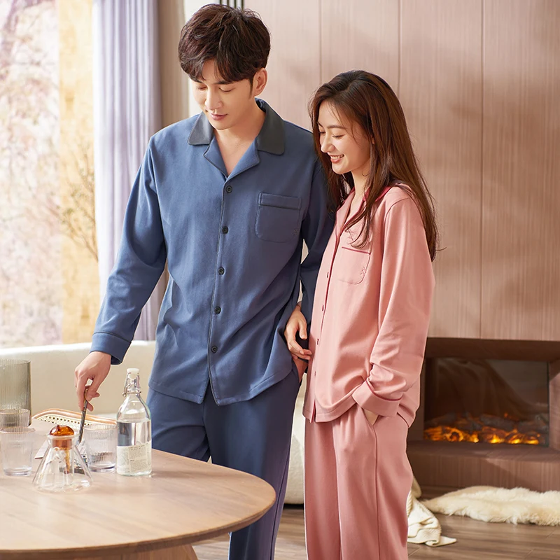 Lovers Cardigan Pajamas Solid Color Pajamas Sets Full Pure Cotton Sleepwear Long Sleeve Tops + Long Pants Home Clothing Pyjamas
Lovers Cardigan Pajamas Solid Color Pajamas Sets Full Pure Cotton Sleepwear Long Sleeve Tops + Long Pants Home Clothing Pyjamas