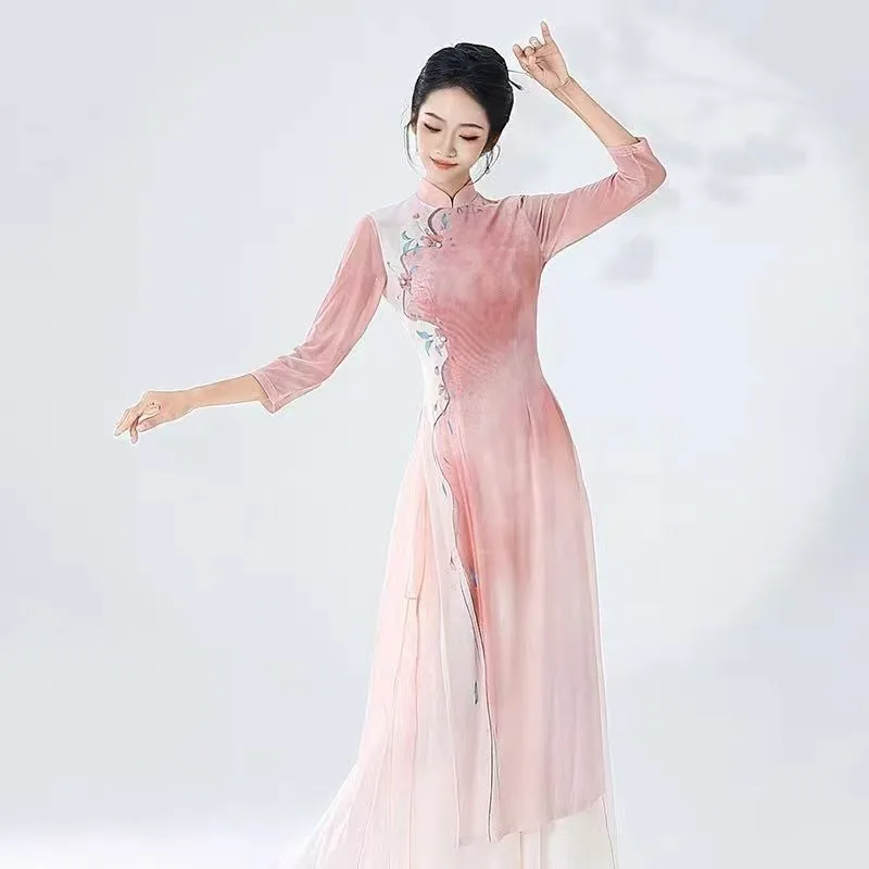 Classical Dance Costume Elastic Form-fitting Gradient Improved Cheongsam Chinese-style Ethnic Performance Practice Dress Women
Classical Dance Costume Elastic Form-fitting Gradient Improved Cheongsam Chinese-style Ethnic Performance Practice Dress Women
