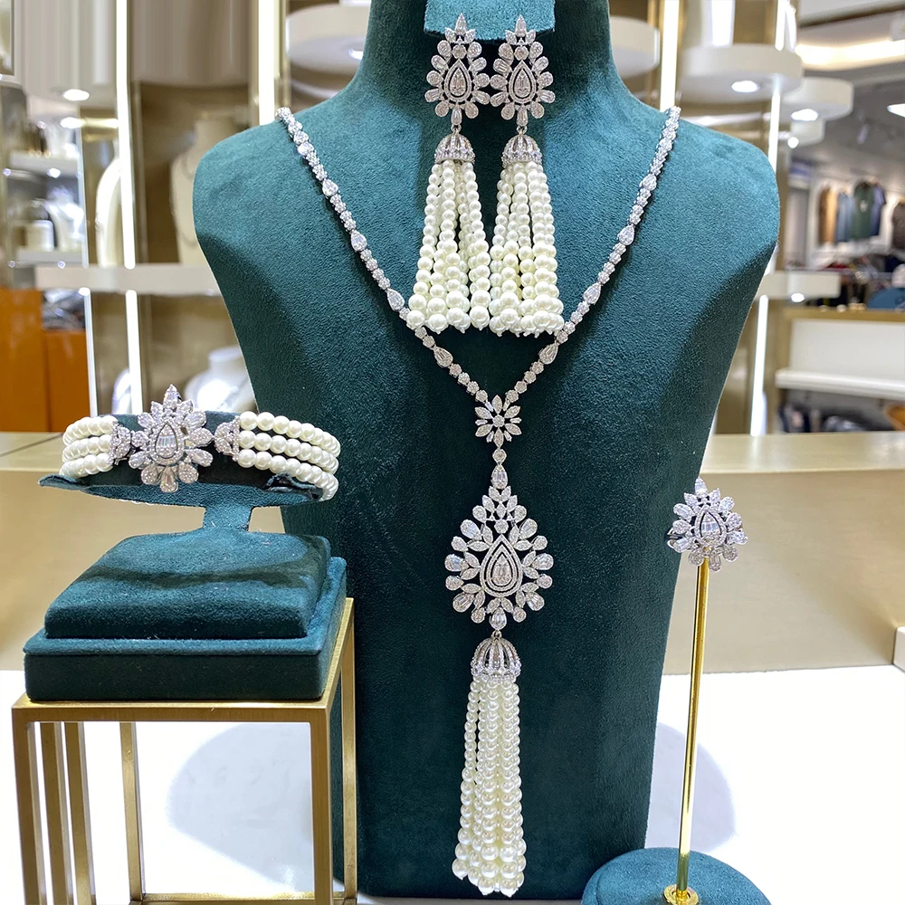019326 Luxury Pearl Waterdrop Necklace Sets For Women Cubic Zirconia Jewelry Set Wedding Bridal Engagement Party Accessories 
019326 Luxury Pearl Waterdrop Necklace Sets For Women Cubic Zirconia Jewelry Set Wedding Bridal Engagement Party Accessories