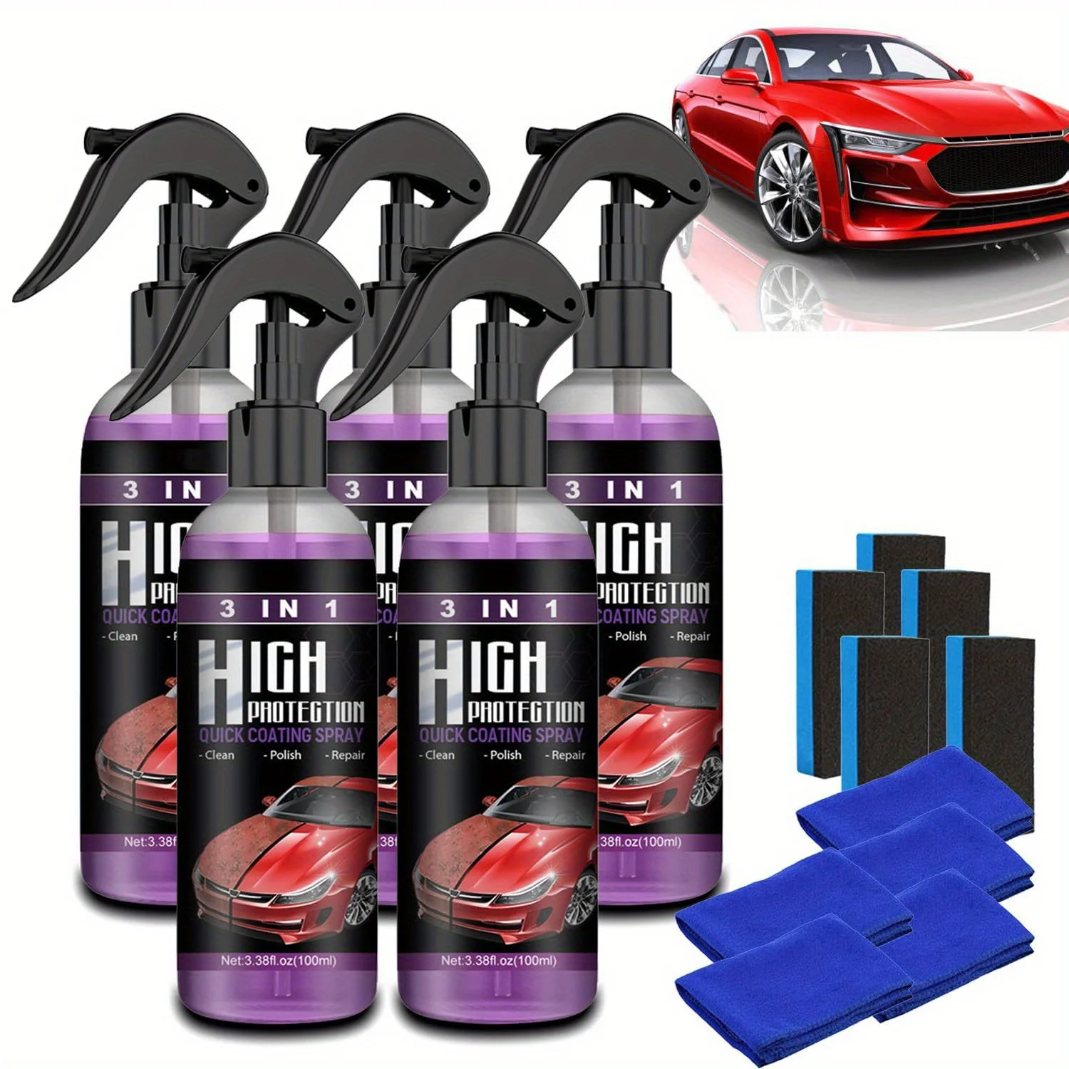 5Pack High Protection Ceramic Coating Nano Spray, Car Coating Wax Polishing Spray, Plastic Refresher, Fast Fine Scratch Repair
5Pack High Protection Ceramic Coating Nano Spray, Car Coating Wax Polishing Spray, Plastic Refresher, Fast Fine Scratch Repair
