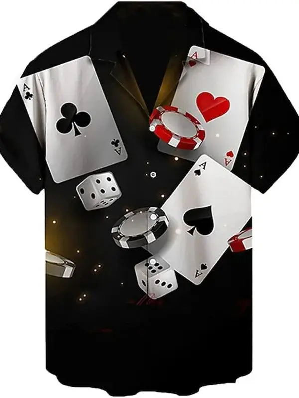 3D Printed Short Sleeve Men's Art Shirt Standard Fit Fashion Urban Style Polyester Casual Top Flip Collar Playing Cards Theme
3D Printed Short Sleeve Men's Art Shirt Standard Fit Fashion Urban Style Polyester Casual Top Flip Collar Playing Cards Theme