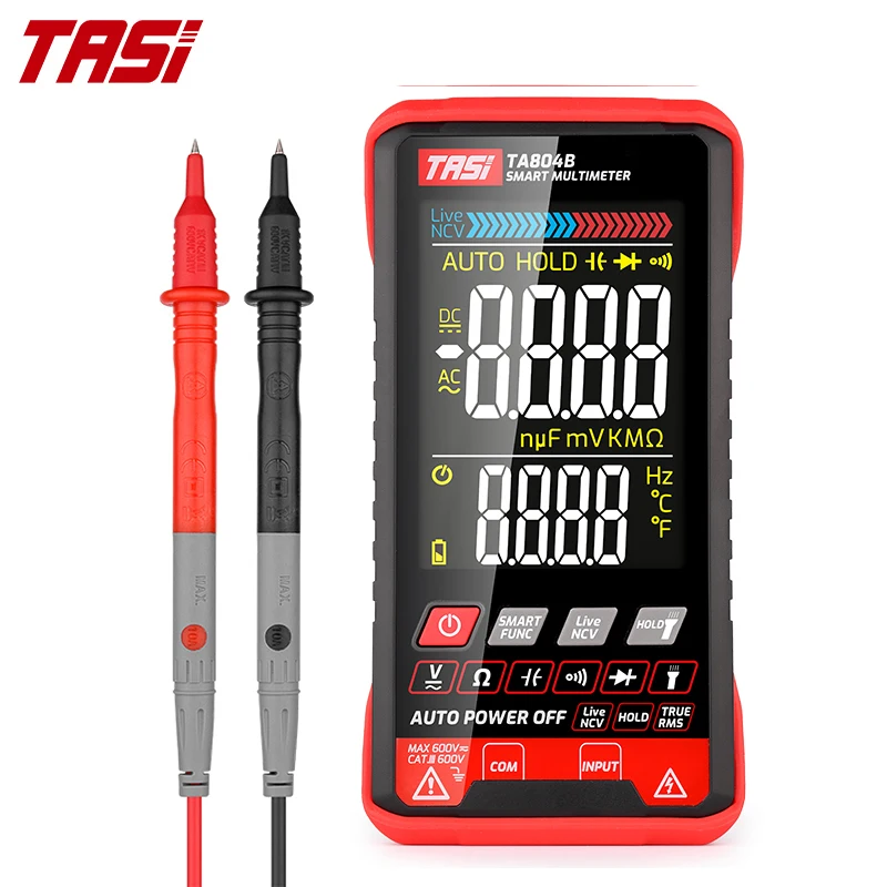 Цифровой мультиметр TASI TA804A/B Автоматический цифровой мультиметр, цветной дисплей HD, ультратонкий, умный, Ом, NCV, измеритель напряжения AD/DC
Цифровой мультиметр TASI TA804A/B Автоматический цифровой мультиметр, цветной дисплей HD, ультратонкий, умный, Ом, NCV, измеритель напряжения AD/DC