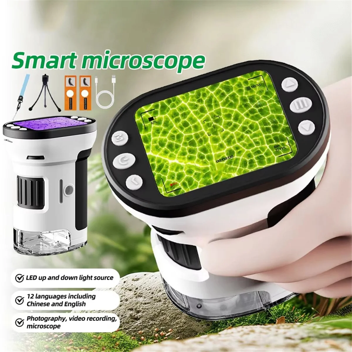 A61KK 1000X Handheld Microscope for Kids 4K 2.0In Screen Rechargeable Pocket Digital Microscopes Magnifying Lenses Microscope
A61KK 1000X Handheld Microscope for Kids 4K 2.0In Screen Rechargeable Pocket Digital Microscopes Magnifying Lenses Microscope