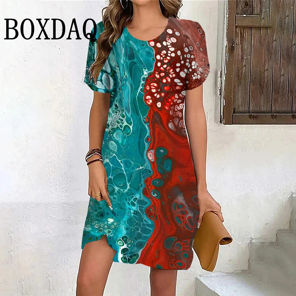 Elegant Women Dresses Summer Beach Loose Clothing Fashion Abstract 3D Print Short Sleeve Dress New Oversized Casual Female Dress
Elegant Women Dresses Summer Beach Loose Clothing Fashion Abstract 3D Print Short Sleeve Dress New Oversized Casual Female Dress