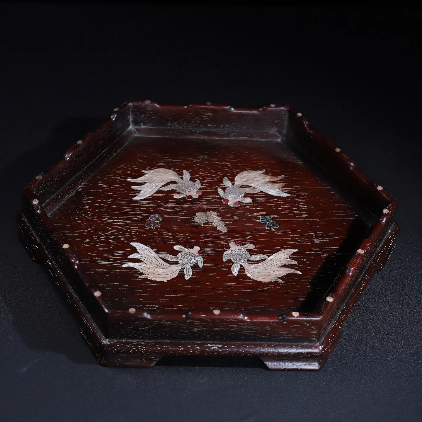 Rosewood Tea With Inlaid Shells And Hexagonal Curved Edges Storage Tray
Rosewood Tea With Inlaid Shells And Hexagonal Curved Edges Storage Tray